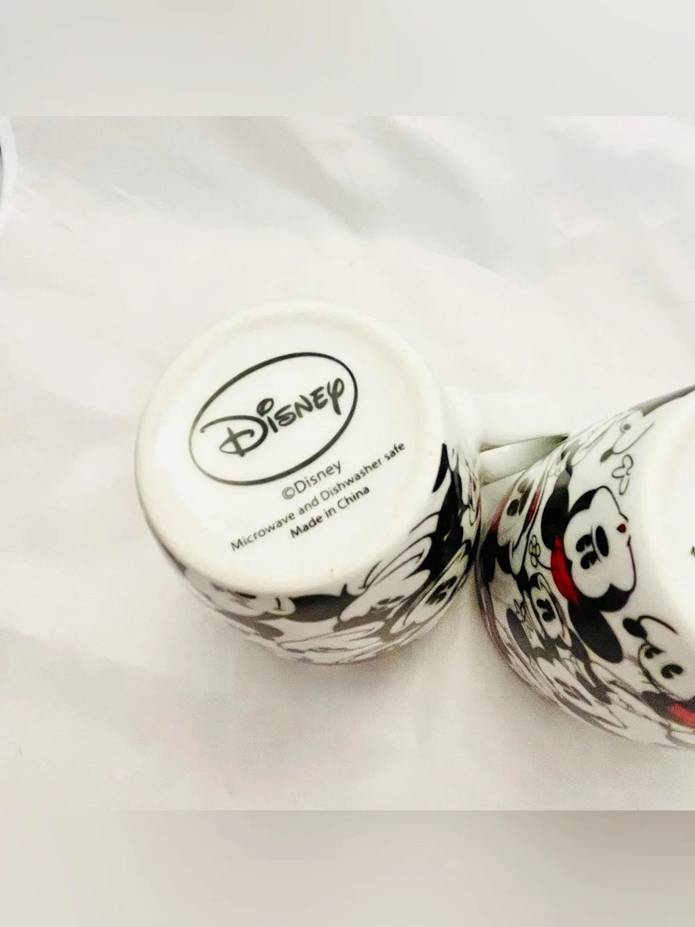 Disney Set of 2 Mickey & Minnie Mouse All Over Coffee Mugs, Vintage